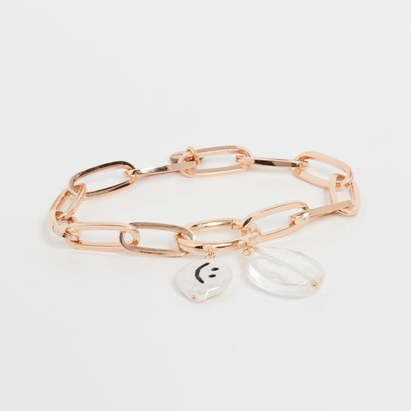 MAISON IREM 18K Vermeil Freshwater Cultured Pearl Chunky Smiley Bracelet - Picture 5 of 17